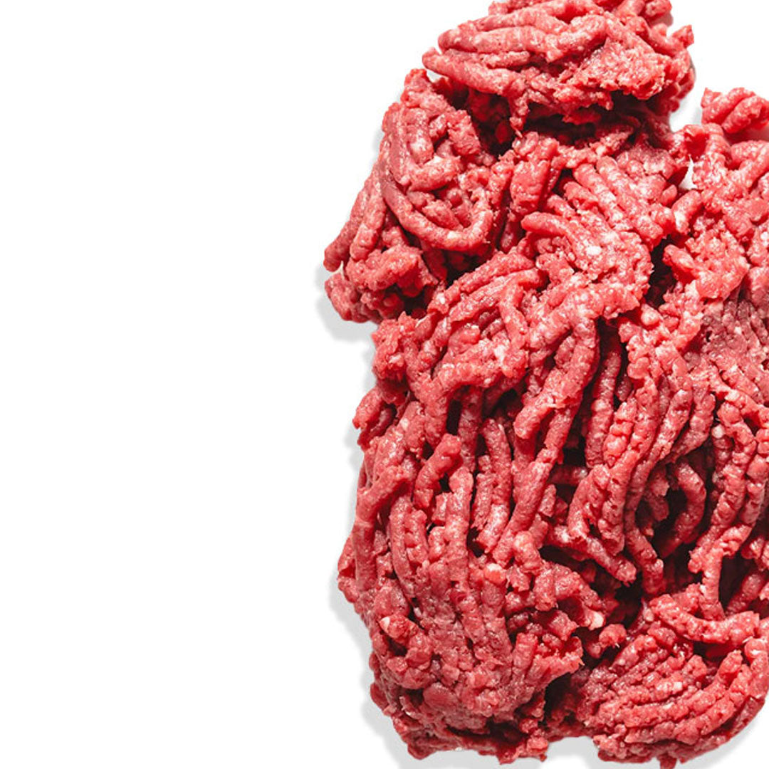 Ground beef on a white background