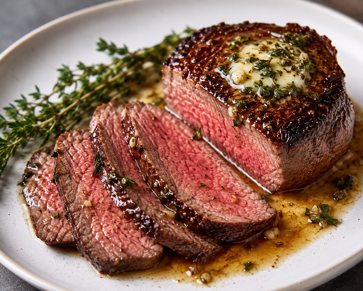 Pan-Seared Angus Tenderloin with Garlic Thyme Butter