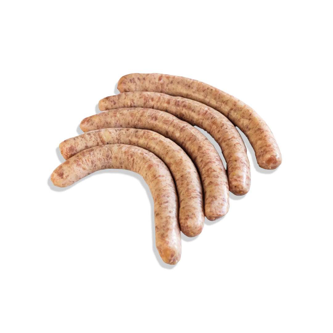 Juicy handcrafted chicken sausage with balanced spices, 100% natural, no preservatives, perfect for grilling or pan-frying