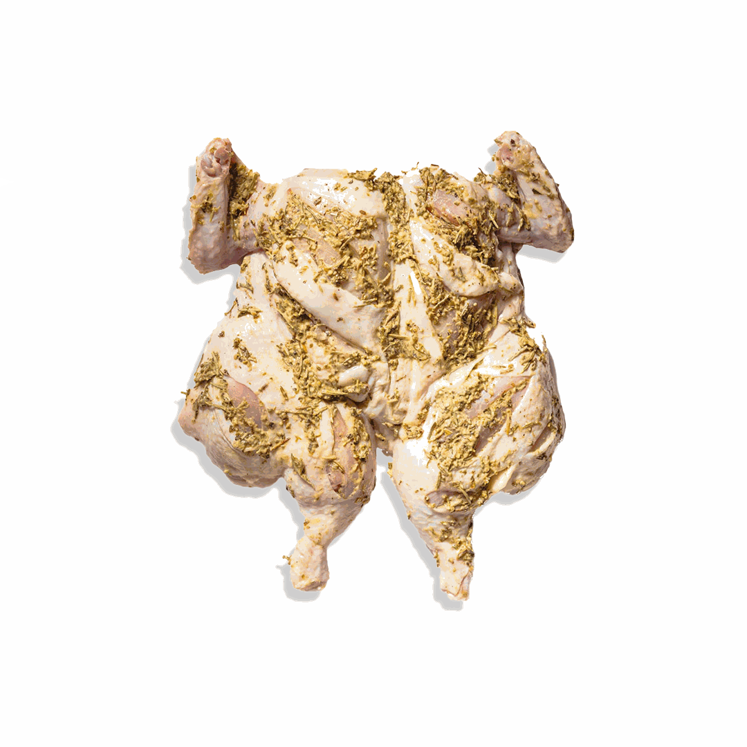 Herb & Butter Whole Chicken with crispy golden skin roasted to perfection