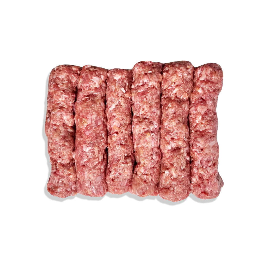 Pack of raw ground meat on a white background