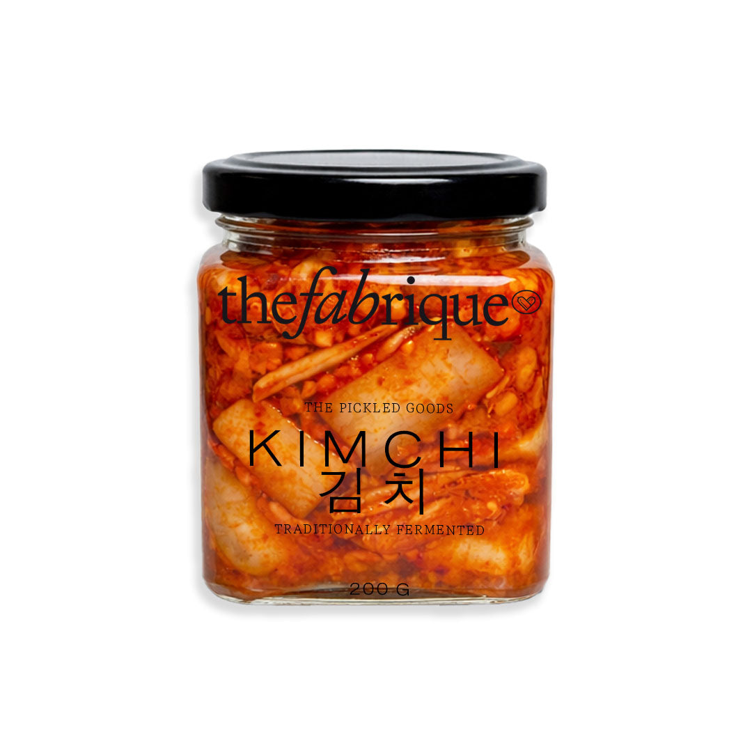 Jar of kimchi from The Fabrique on a white background