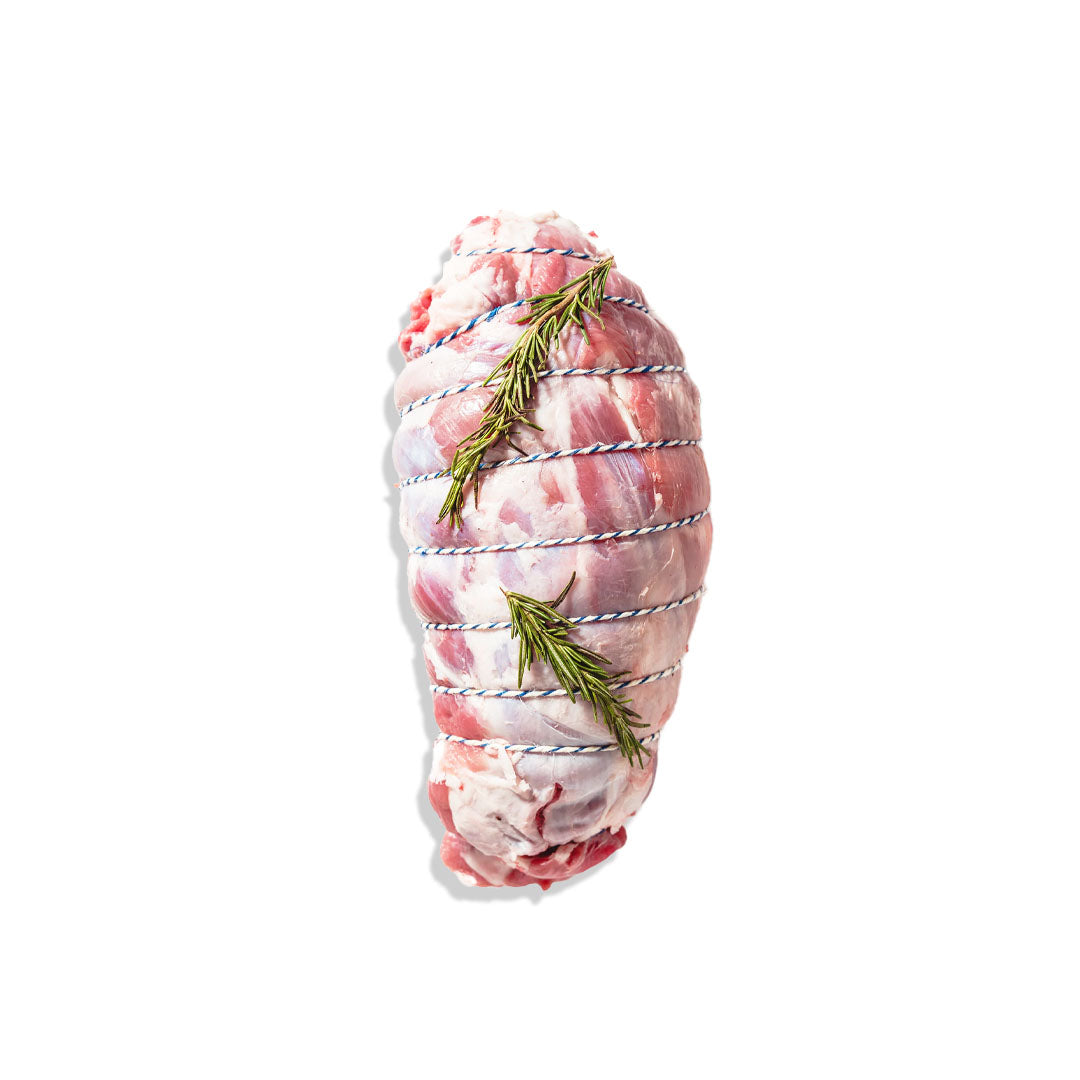 Raw meat roll with rosemary on a white background