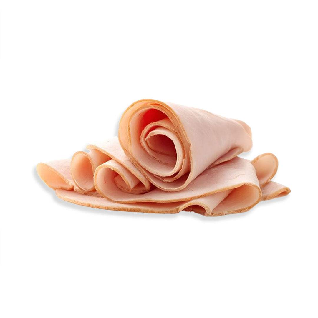 Rolled slices of turkey ham