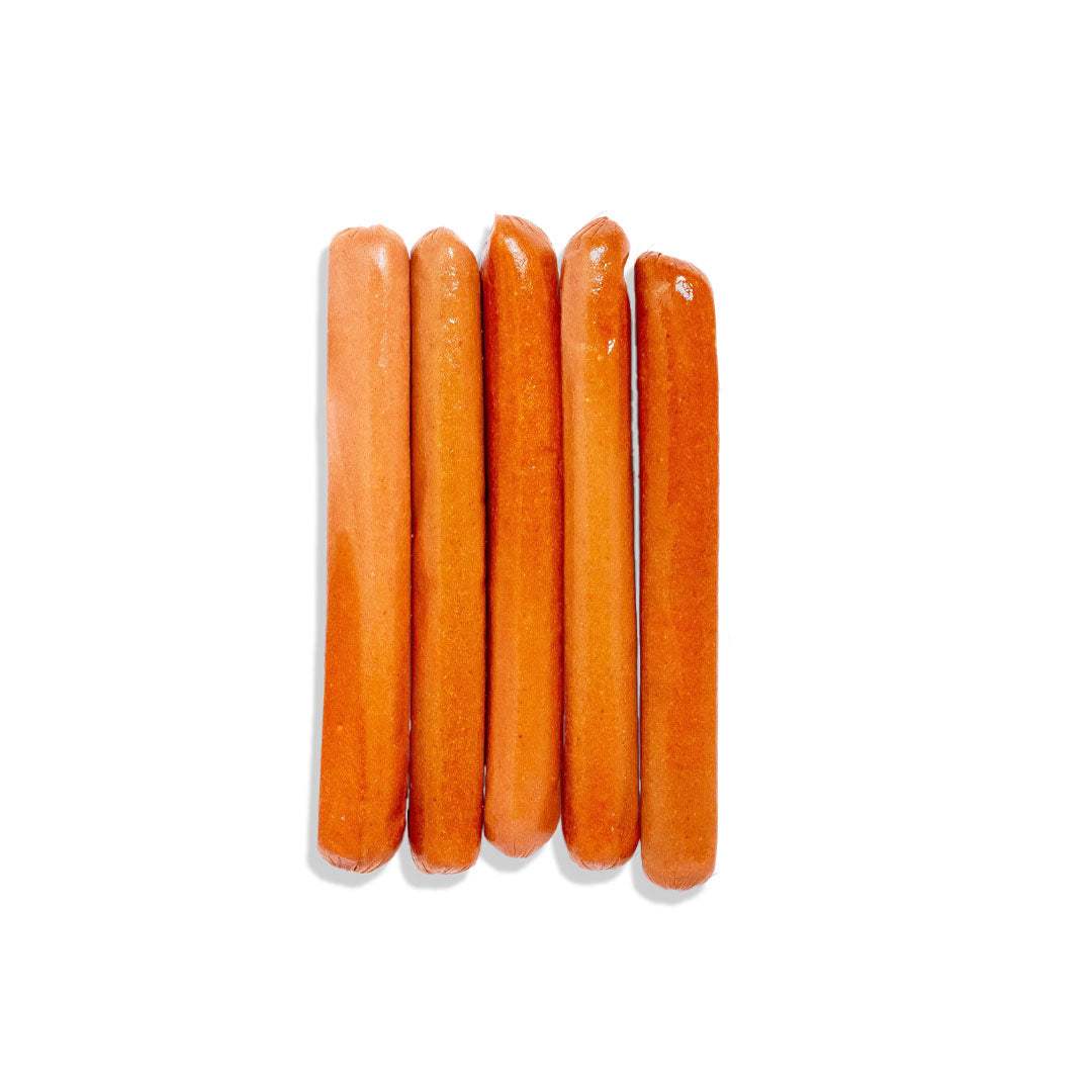 Grilled premium chicken hot dog in a soft bun with toppings