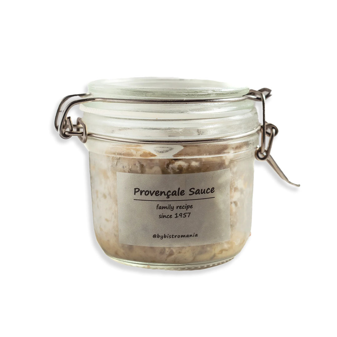 Jar of Provençale Sauce with a label on a white background