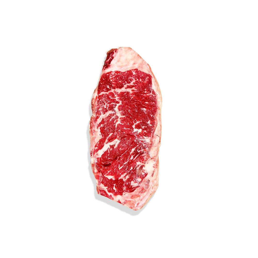 Marbled raw steak on a white background
