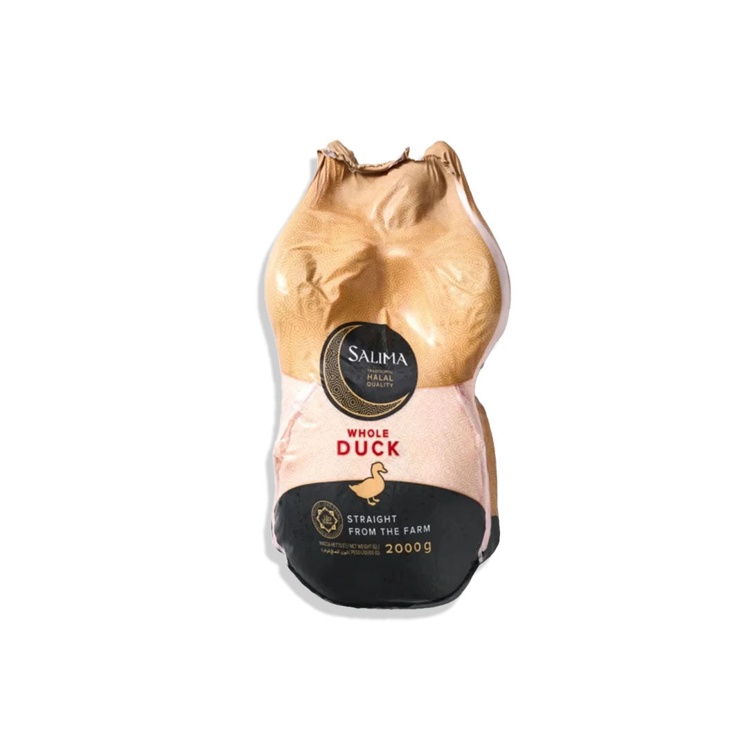 Packaged whole duck with Salima branding on a white background