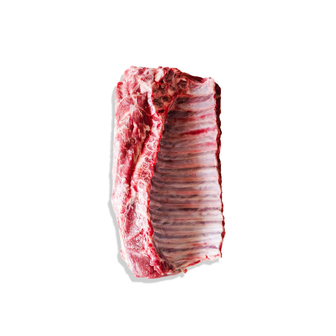 Raw rib cage on a white background