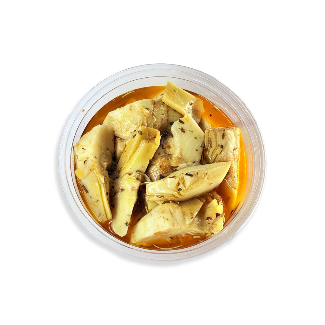 Container of food with a white background