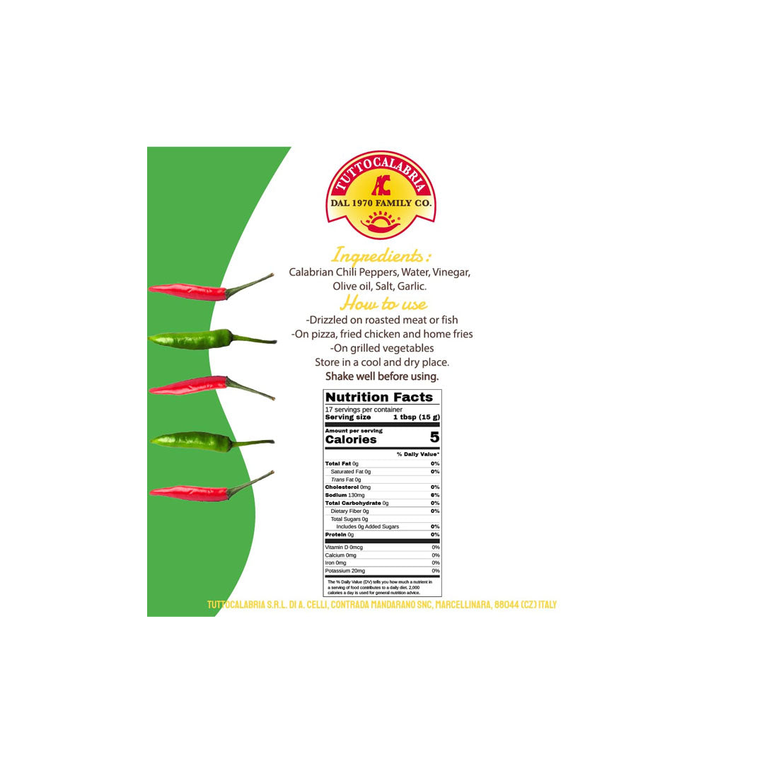 Veggie Patch Company product label with green chili peppers and nutrition facts.