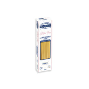 Box of Liguori spaghetti pasta on a white background